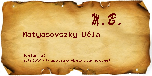 Matyasovszky Béla névjegykártya