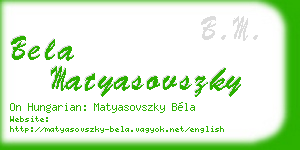 bela matyasovszky business card